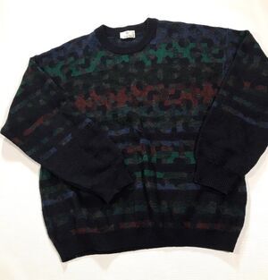 VTG Zanella Wool Blend Sweater 90s Mens Small Made ITALY Geometric Knit Pullover
